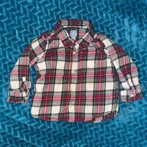 GAP Baby Holiday 💚❤️ Plaid Button Down Shirt - 18-24 months